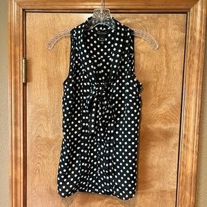 White House Black Market Button Down Polka Dot Top with Tie Front
